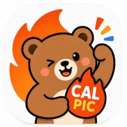 The CaloriePic app icon: a bear holding a flame